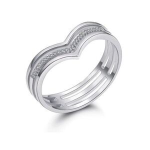 Silver Rhinestone Encrusted Triple‎ V Ring